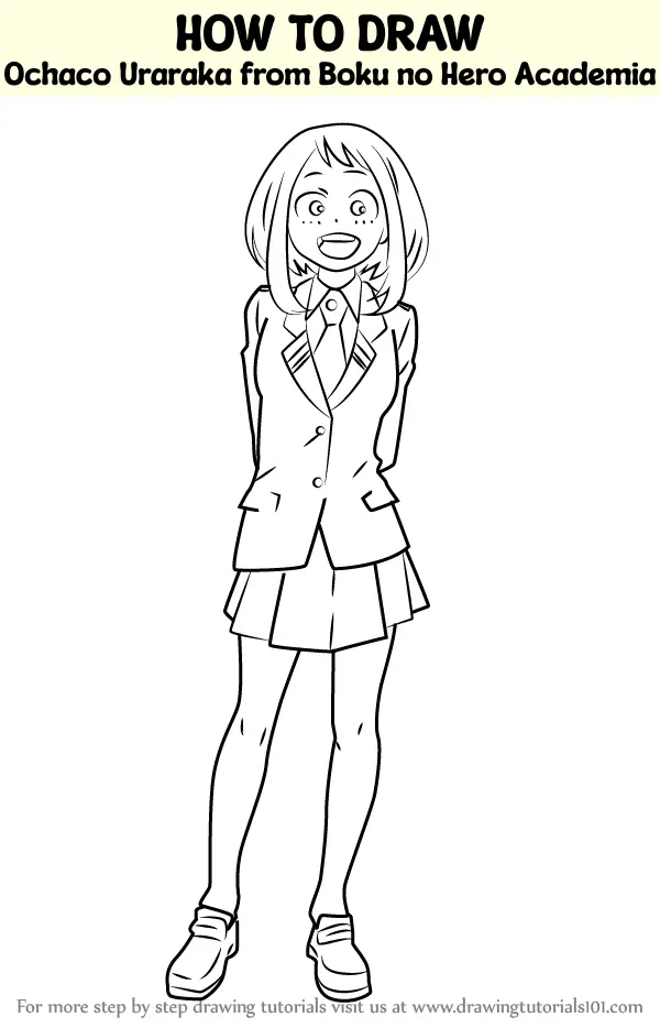 How To Draw Ochaco Uraraka From Boku No Hero Academia Boku No Hero Academia Step By Step