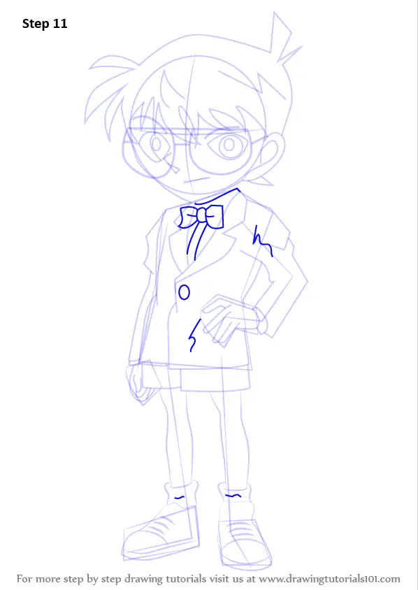 Step by Step How to Draw Conan Edogawa from Detective Conan