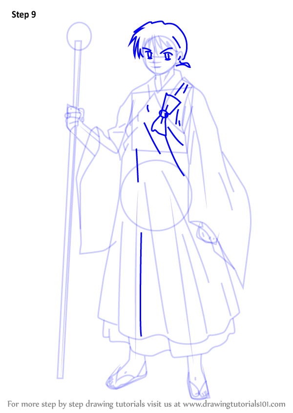 How To Draw Miroku From Inuyasha Inuyasha Step By Step