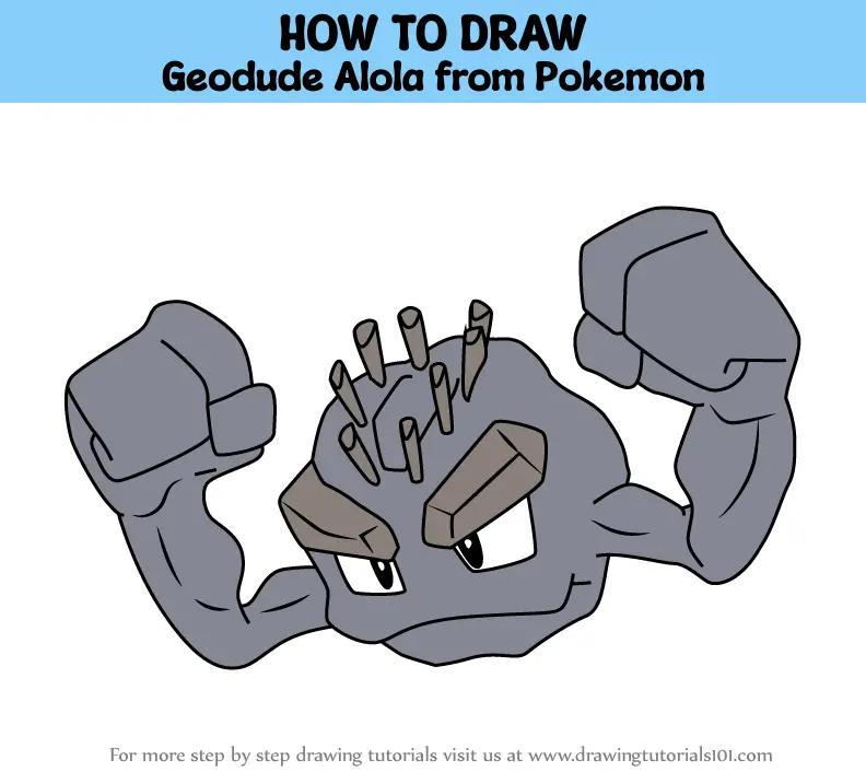 How To Draw Geodude Alola From Pokemon Pokemon Step By Step