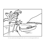 How to Draw Boat on the Beach Scene