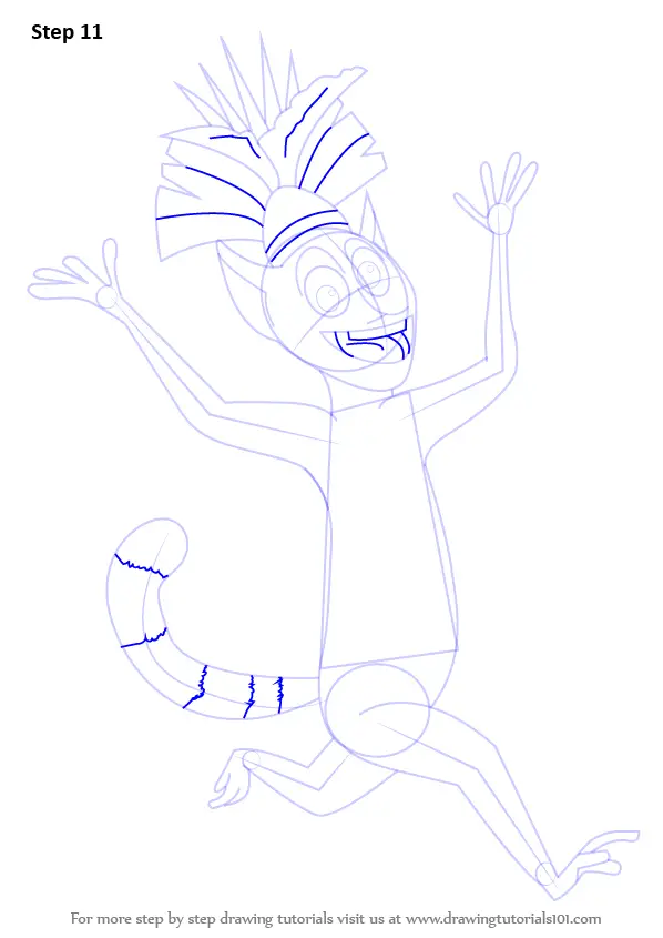 Learn How to Draw King Julien from Madagascar (Madagascar) Step by Step