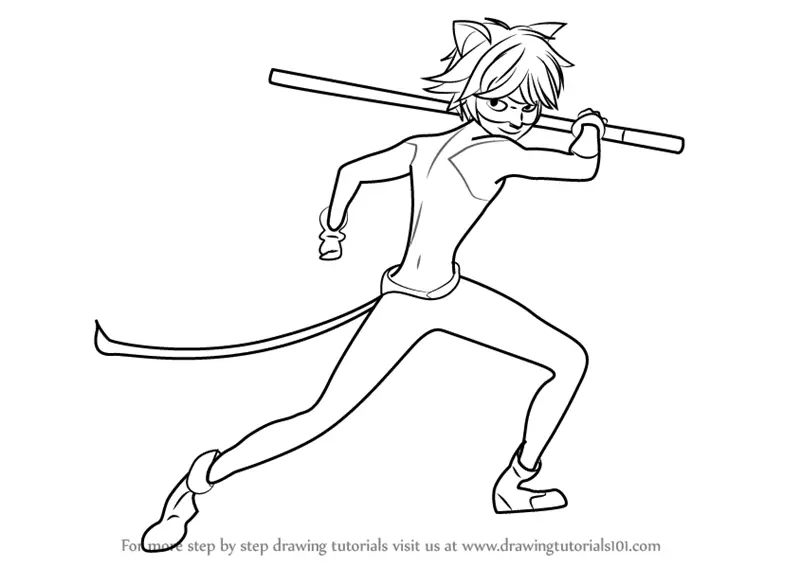 Learn How to Draw Cat Noir from Miraculous Ladybug (Miraculous Ladybug