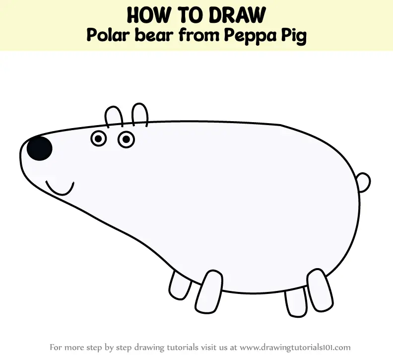 How To Draw Polar Bear From Peppa Pig Peppa Pig Step By Step