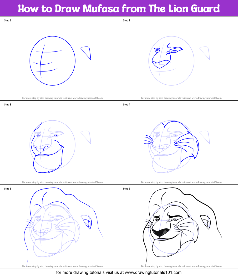 How to Draw Mufasa from The Lion Guard printable step by step drawing