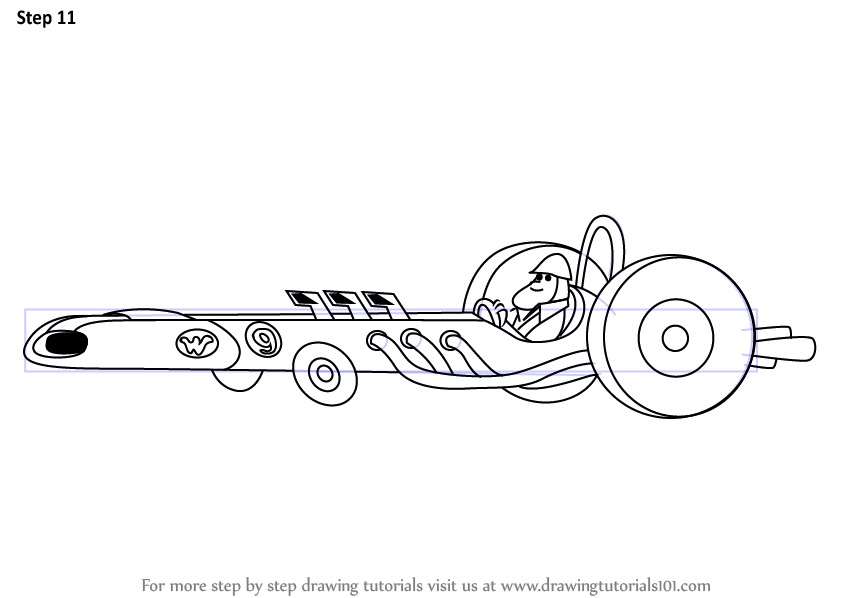 Step by Step How to Draw The Turbo Terrific from Wacky Races