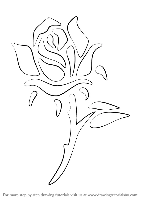 Learn How To Draw A Rose Tattoo Rose Step By Step Drawing Tutorials