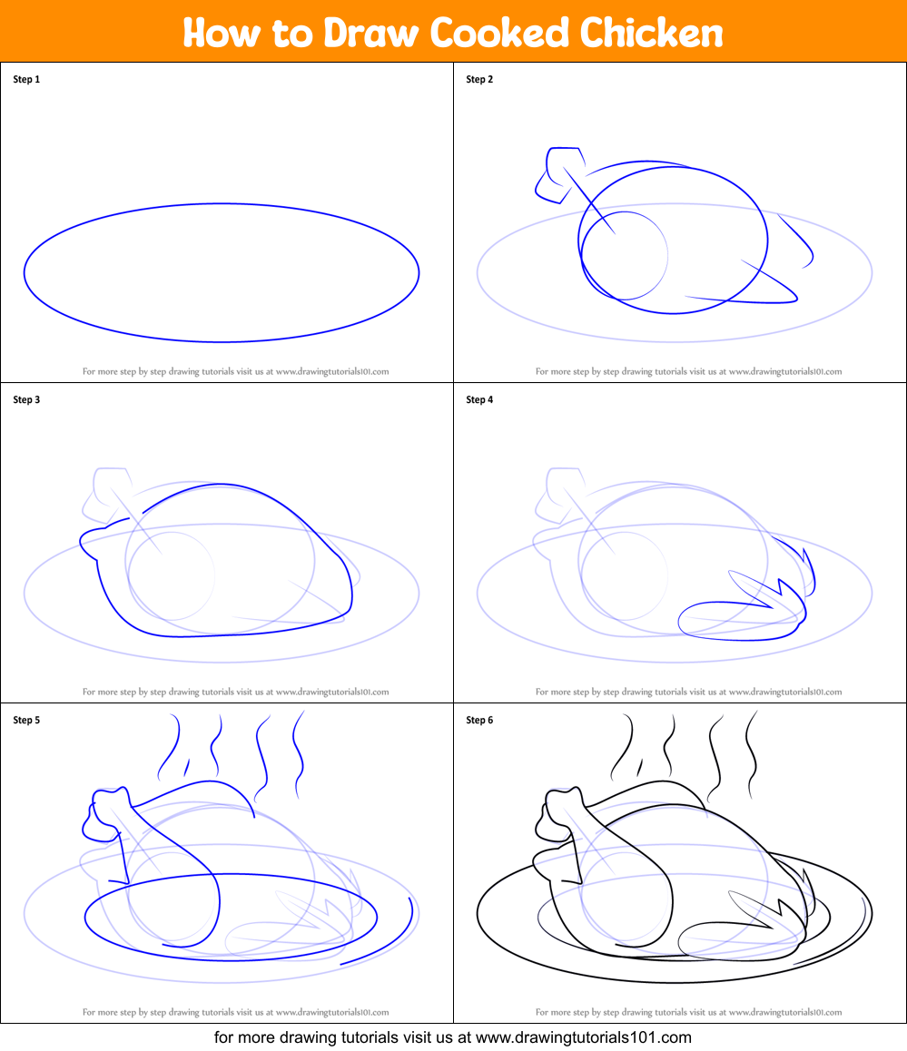 How To Draw Cooked Chicken Printable Step By Step Drawing Sheet 