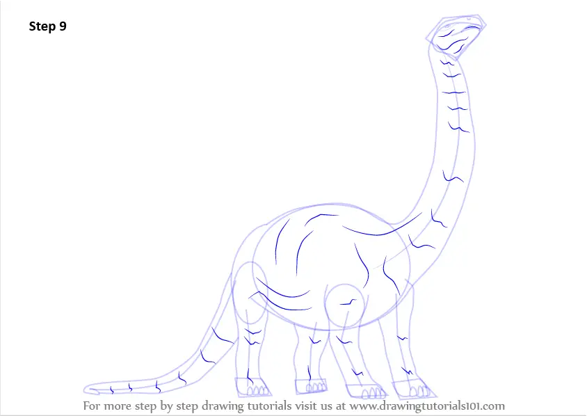 Learn How to Draw a Brontosaurus Dinosaur (Dinosaurs) Step by Step