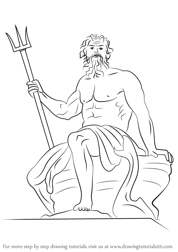 How To Draw A Simple Cartoon : Poseidon Mythology Drawingtutorials101