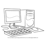 Learn How to Draw a Computer Monitor (Computers) Step by Step : Drawing