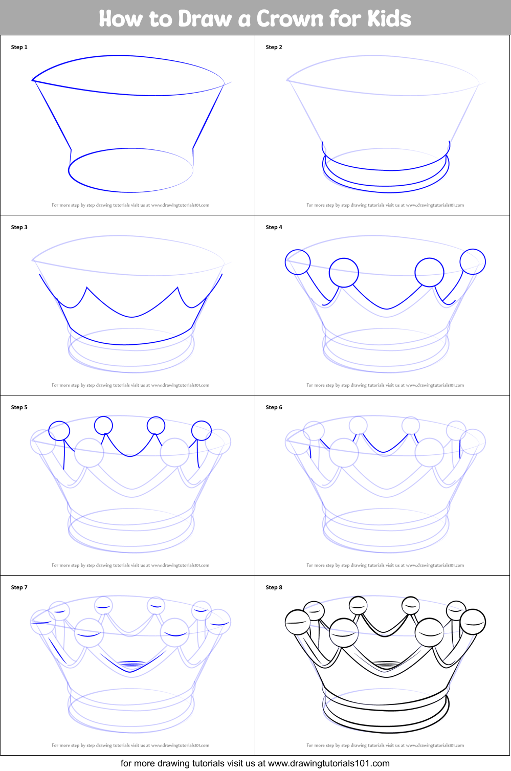 How To Draw A Crown For Kids Printable Step By Step Drawing Sheet 