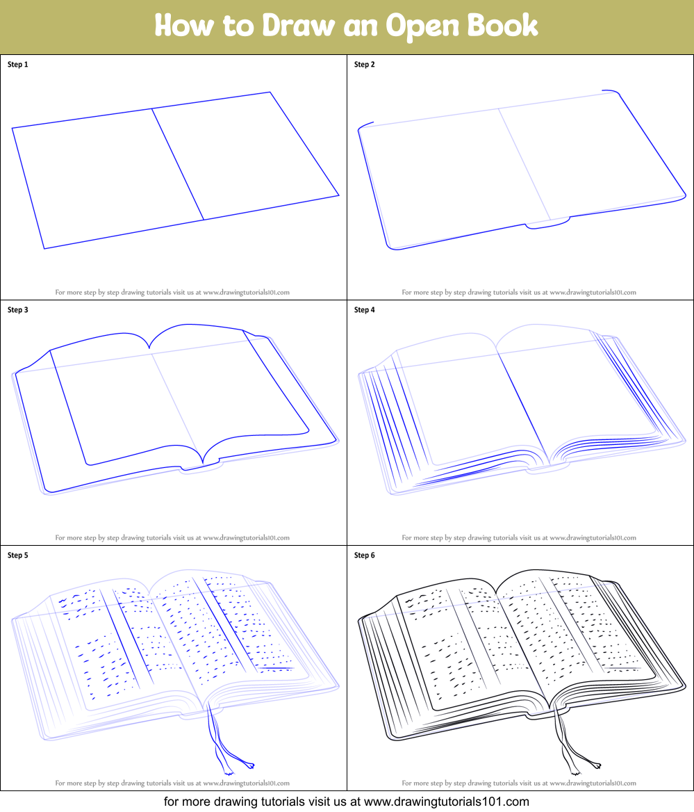How to Draw an Open Book printable step by step drawing sheet