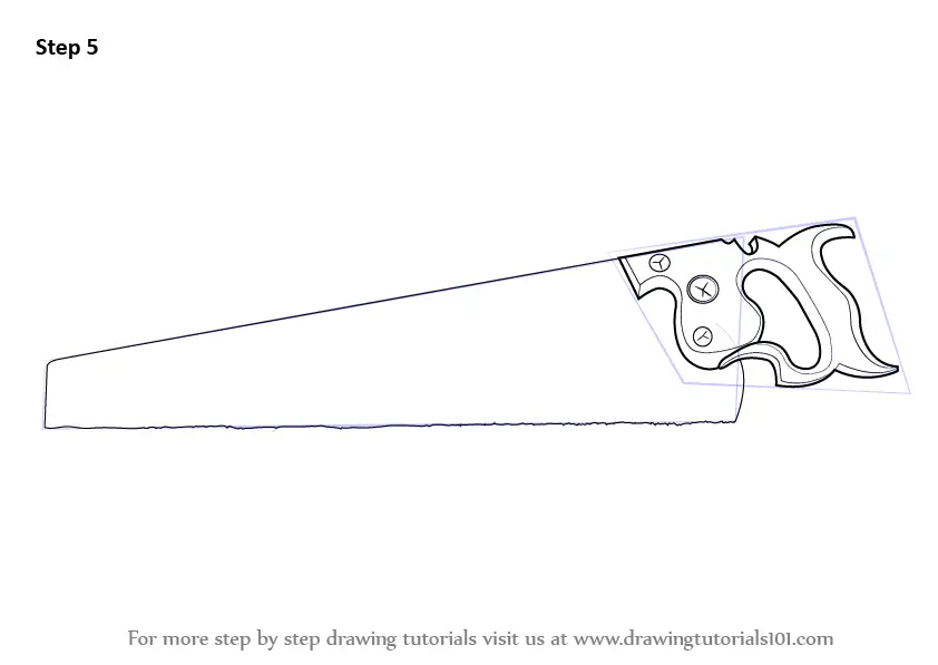 Learn How to Draw Hand Saw (Tools) Step by Step : Drawing Tutorials