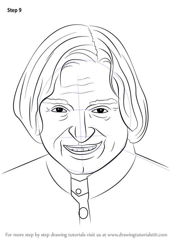 Learn How to Draw APJ Abdul Kalam (Politicians) Step by Step Drawing