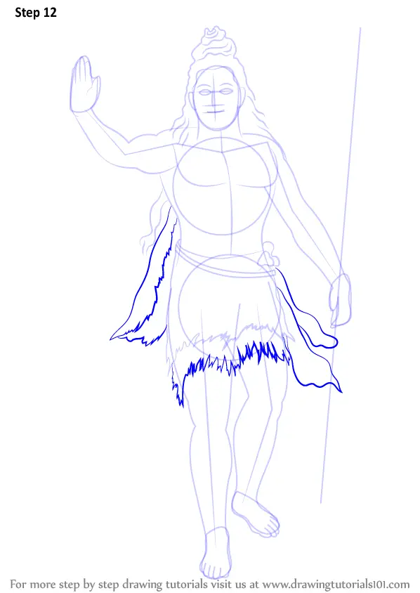 Learn How to Draw Lord Shiva Standing (Hinduism) Step by Step : Drawing