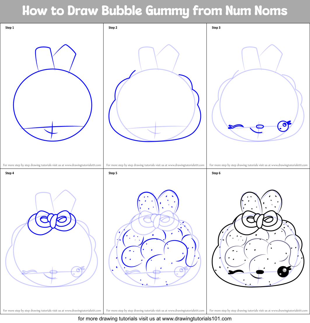 How To Draw Bubble Gummy From Num Noms Num Noms Step By Step