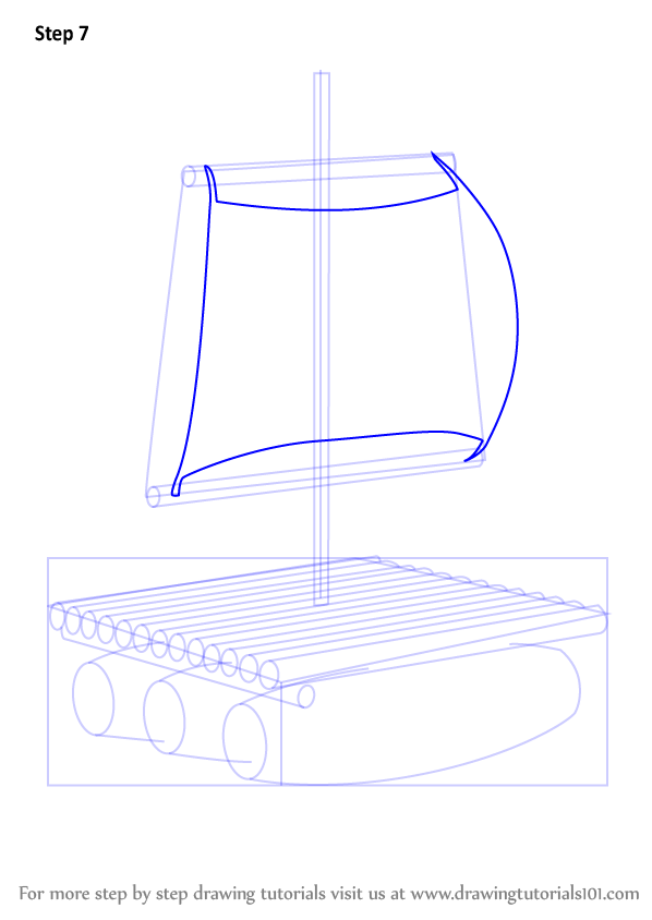 How To Draw A Wooden Raft Boats And Ships Step By Step