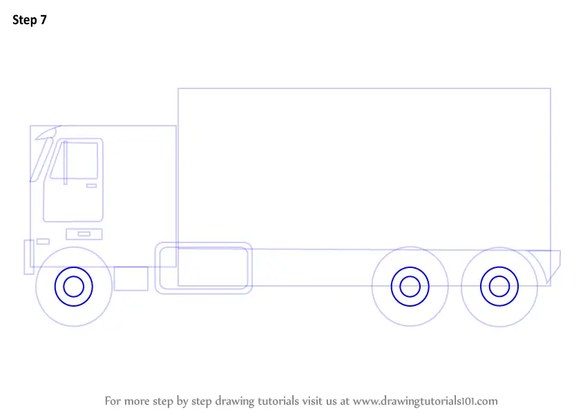 Step by Step How to Draw a Truck : DrawingTutorials101.com