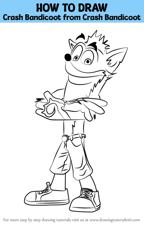 How To Draw Crash Bandicoot From Crash Bandicoot Crash Bandicoot Step