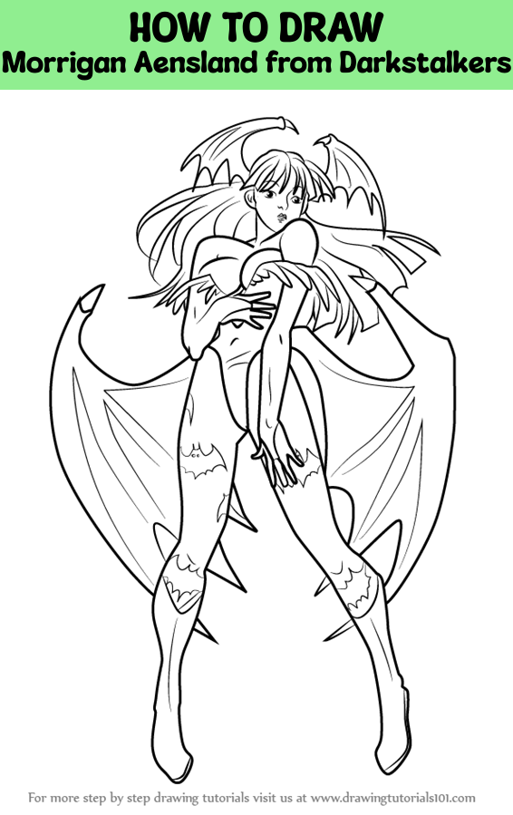 How To Draw Morrigan Aensland From Darkstalkers Darkstalkers Step By