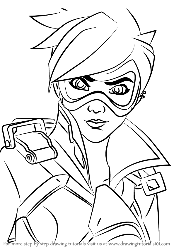 Learn How to Draw Tracer Face from Overwatch (Overwatch) Step by Step