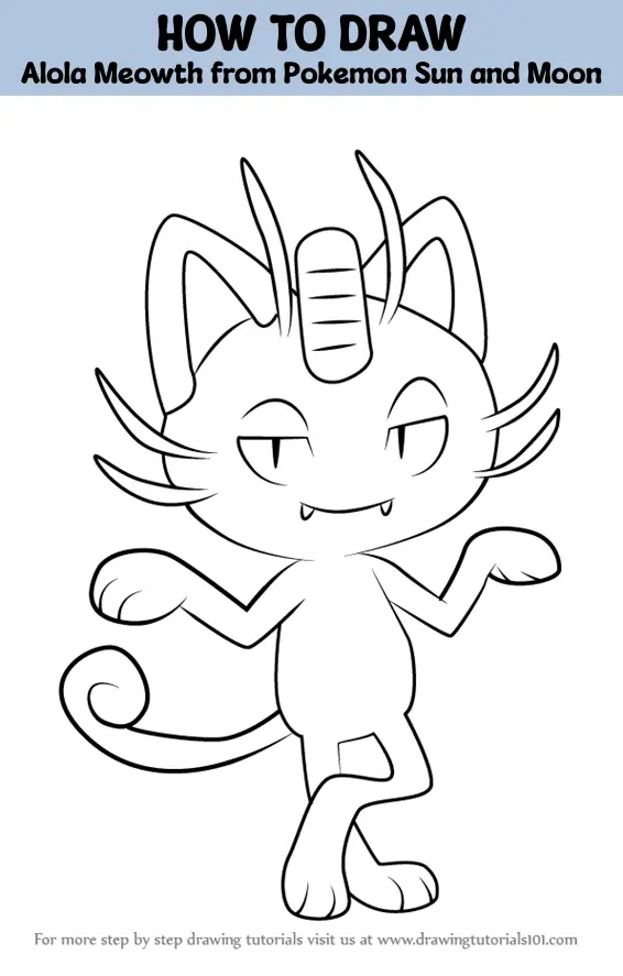 How to Draw Alola Meowth from Pokemon Sun and Moon Pokémon Sun and