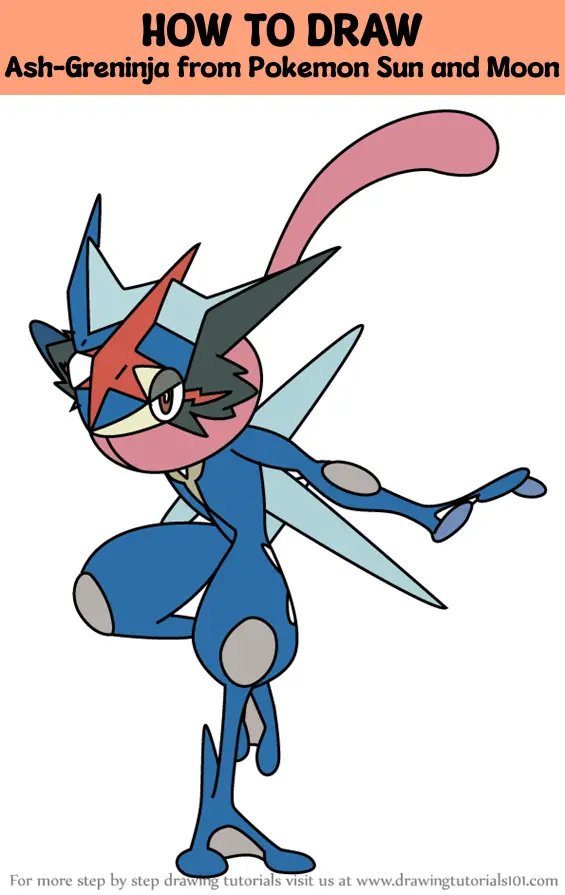 How To Draw Ash Greninja From Pokemon Sun And Moon Pok Mon Sun And