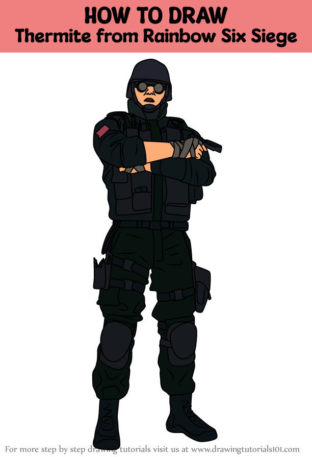 How To Draw Thermite From Rainbow Six Siege Rainbow Six Siege Step By