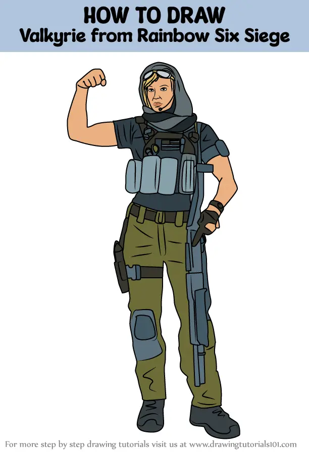 How To Draw Valkyrie From Rainbow Six Siege Rainbow Six Siege Step By