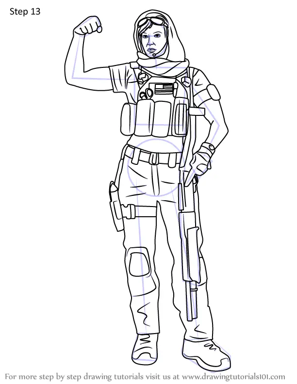 How To Draw Valkyrie From Rainbow Six Siege Rainbow Six Siege Step By