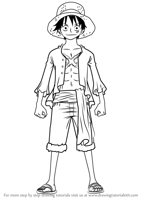 Step by Step How to Draw Monkey D. Luffy Full Body from One Piece ...