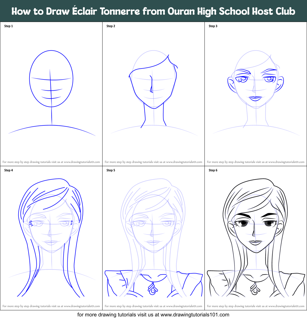 How to Draw Éclair Tonnerre from Ouran High School Host Club printable step  by step drawing sheet : 