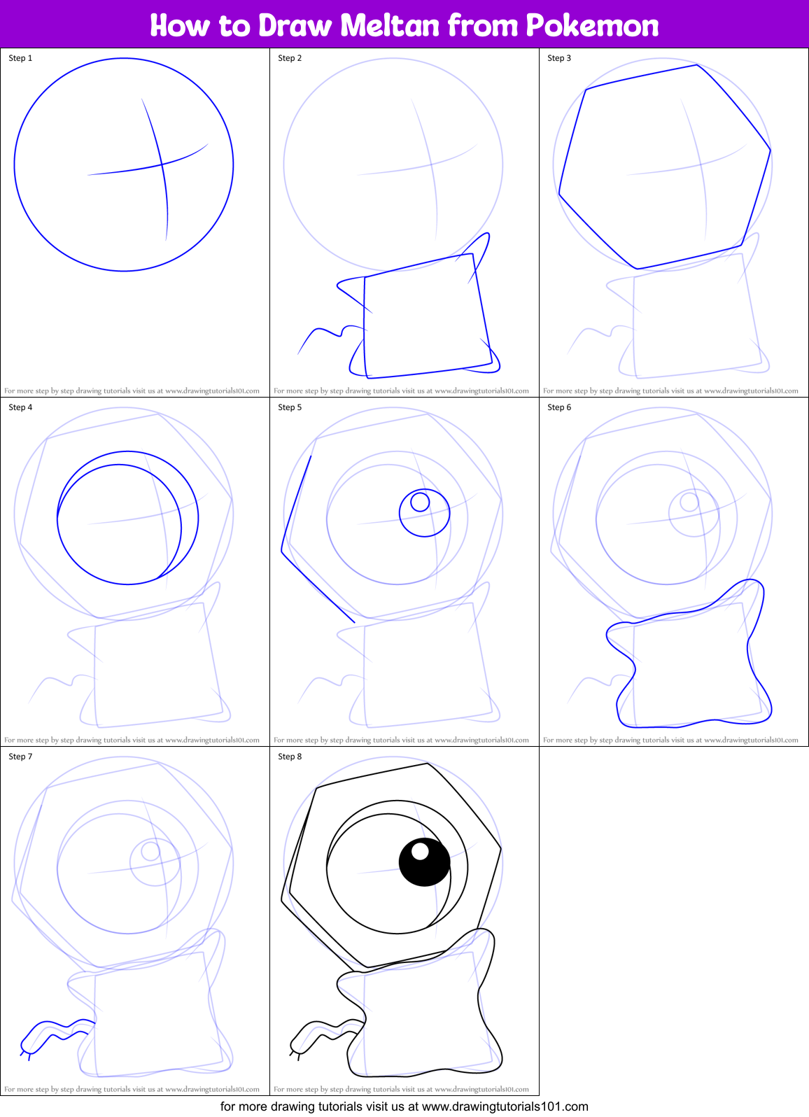 How To Draw Meltan From Pokemon Printable Step By Step Drawing Sheet Drawingtutorials101 Com - roblox pokemon meltan