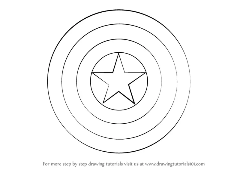 Captain Americas Shield Drawing  How To Draw Captain Americas Shield Step  By Step