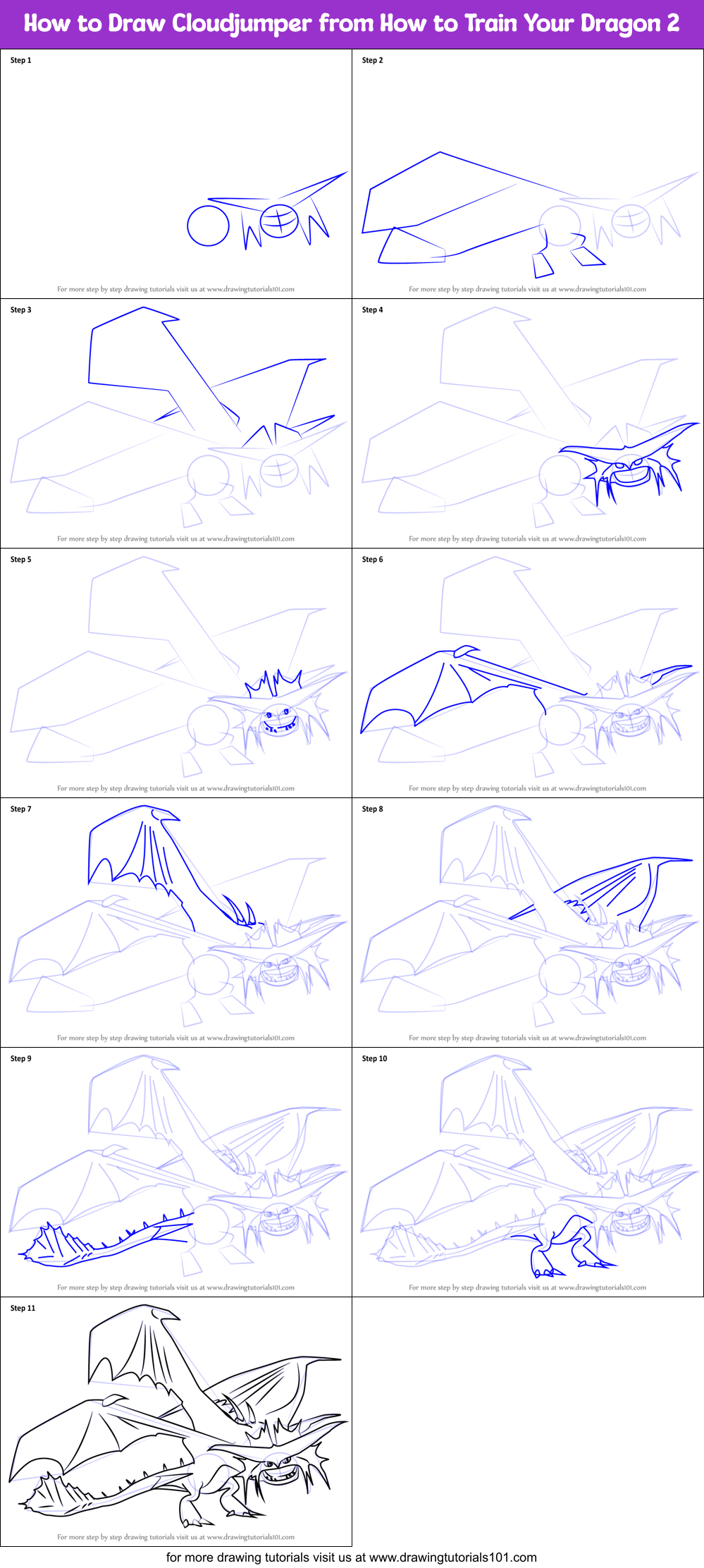 How To Draw Cloudjumper From How To Train Your Dragon 2 Printable Step By Step Drawing Sheet Drawingtutorials101 Com