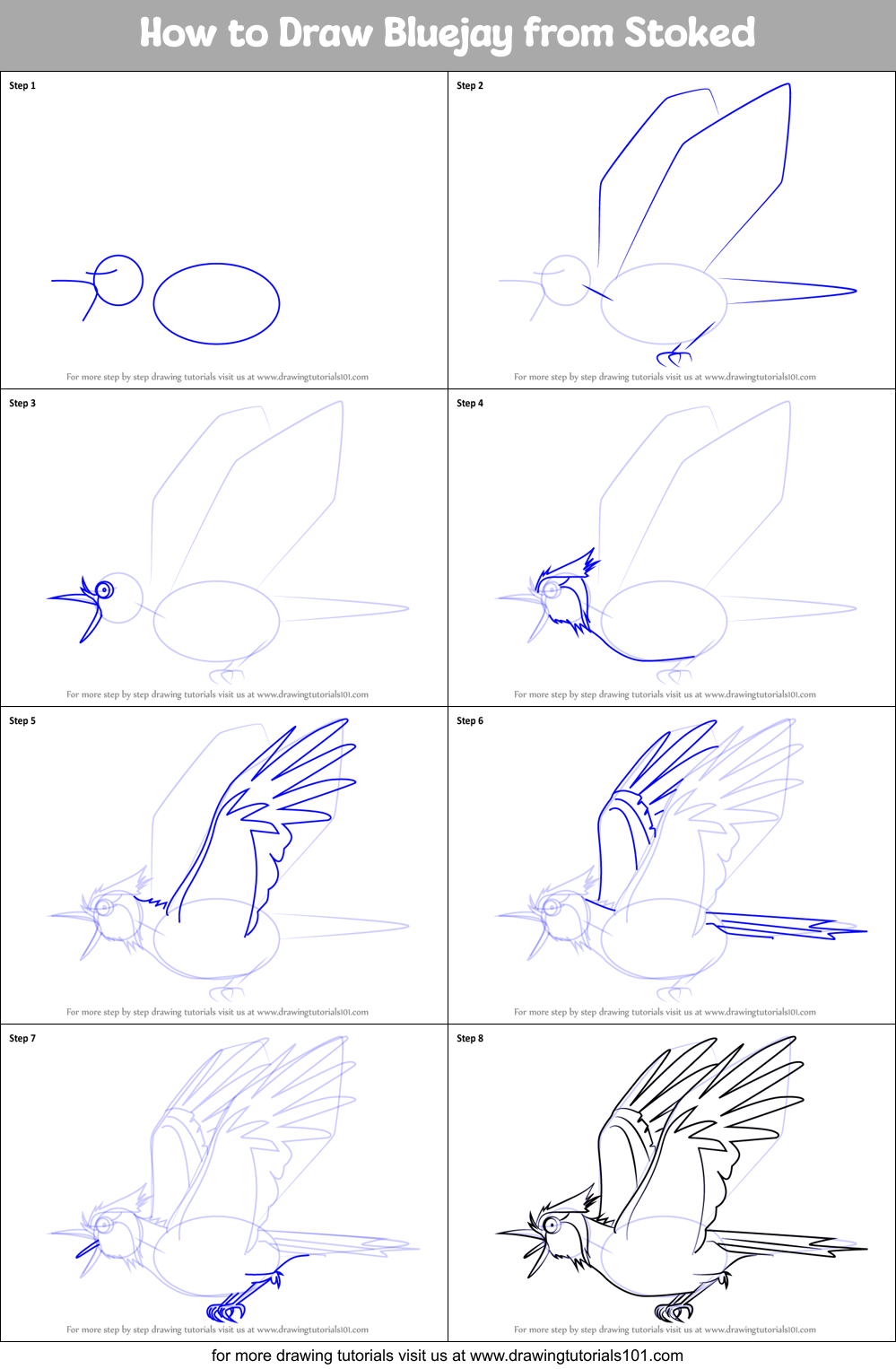 How to Draw a Blue Jay - Step by Step Easy Drawing Guides - Drawing Howtos