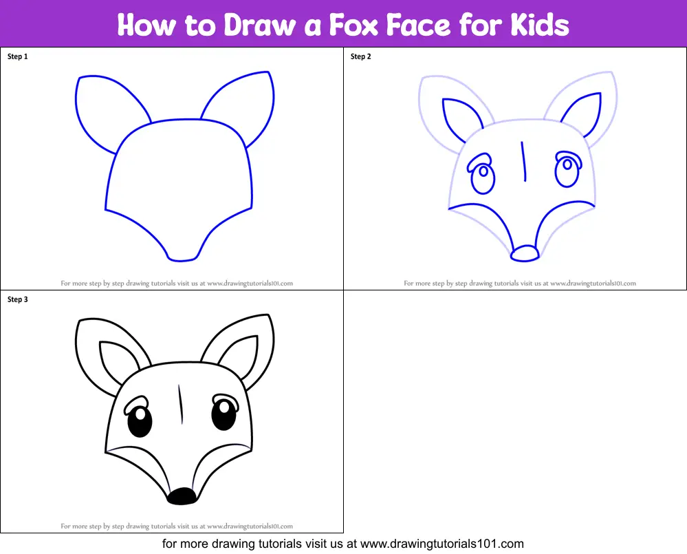 how to draw a fox face step by step