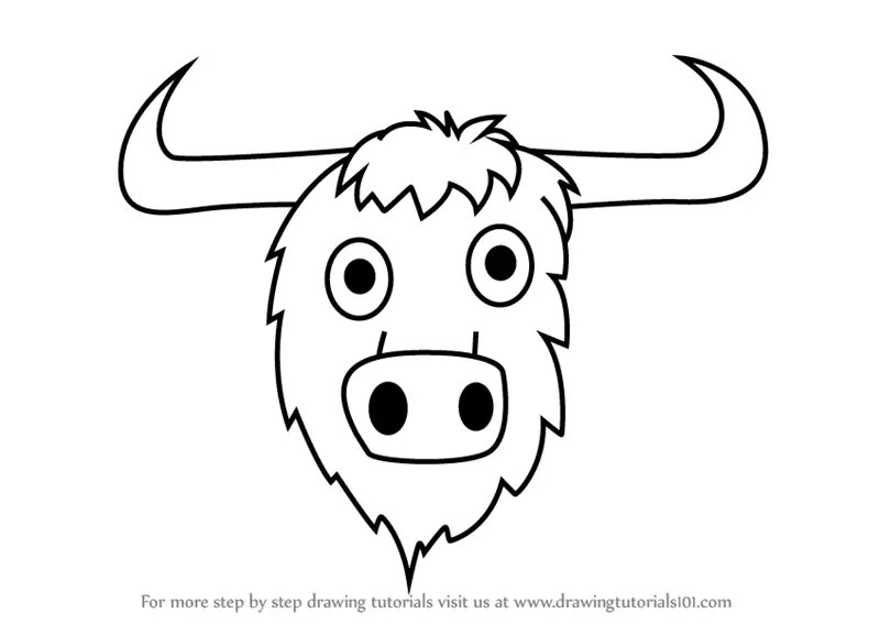 learn how to draw a yak face for kids animal faces for kids step by step drawing tutorials learn how to draw a yak face for kids
