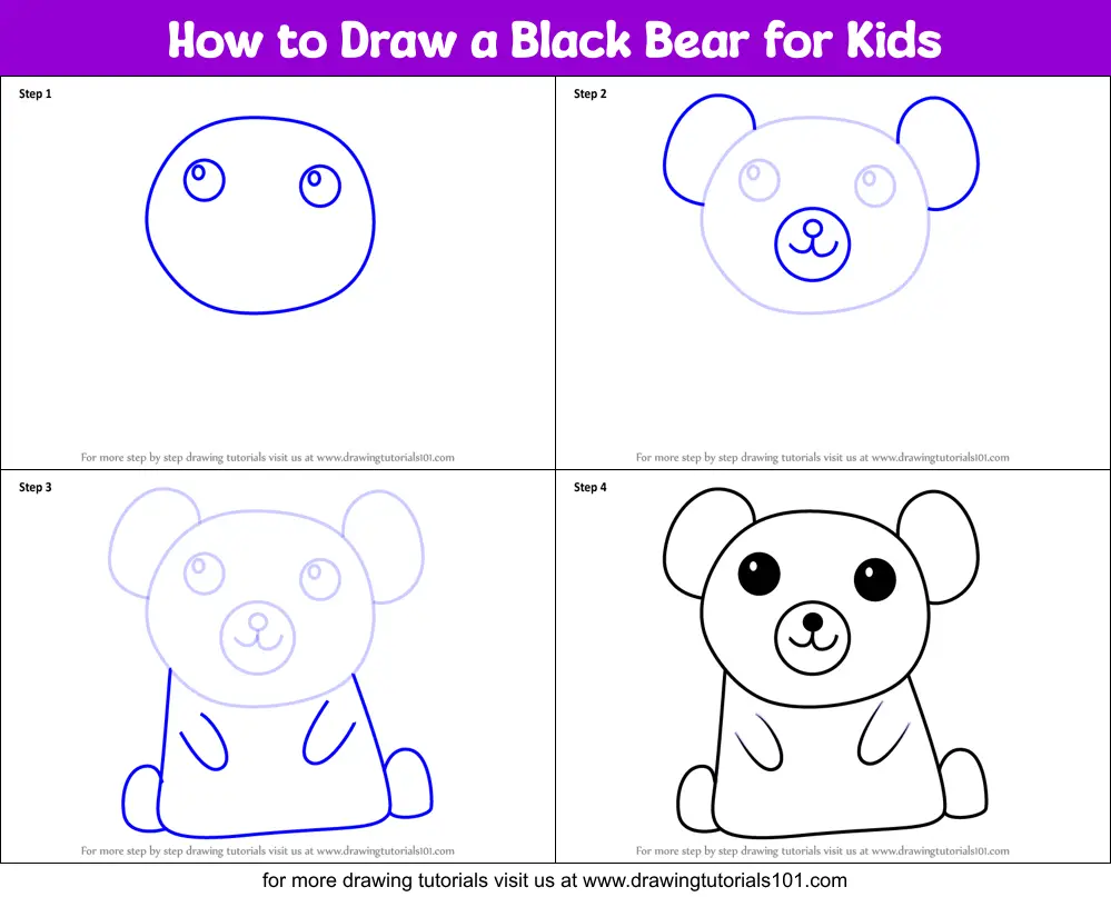 how to draw a cute black bear