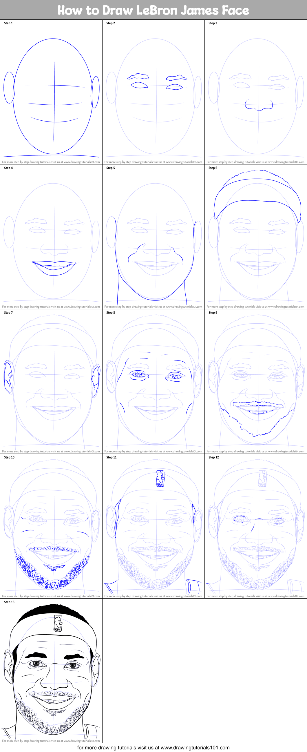 How to Draw Lebron James, Step-by-Step Tutorial 