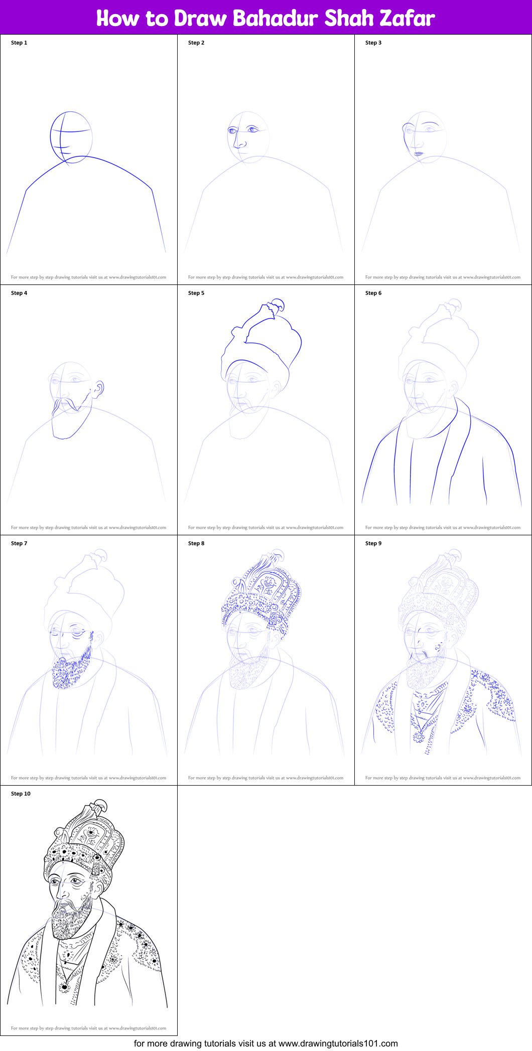 Bahadur Shah Zafar Drawing  sketch  art  Full Video Tutorial  Freedom  fighter  art drawing  YouTube