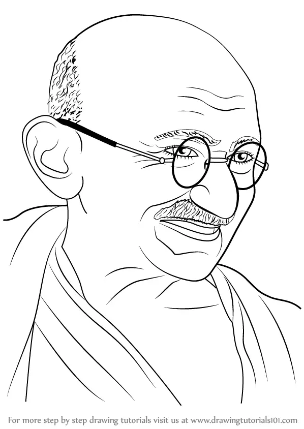 How to Draw Mahatma Gandhi Drawing  Step by step  YouTube