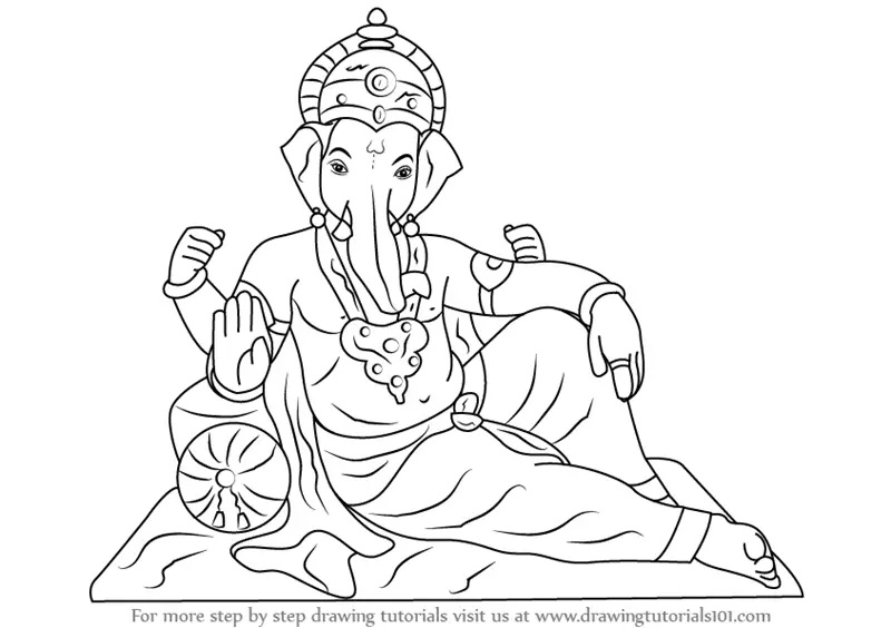 Drawing or sketch of the face of Lord Ganesha isolated on a purple  bacjground Stock Photo - Alamy