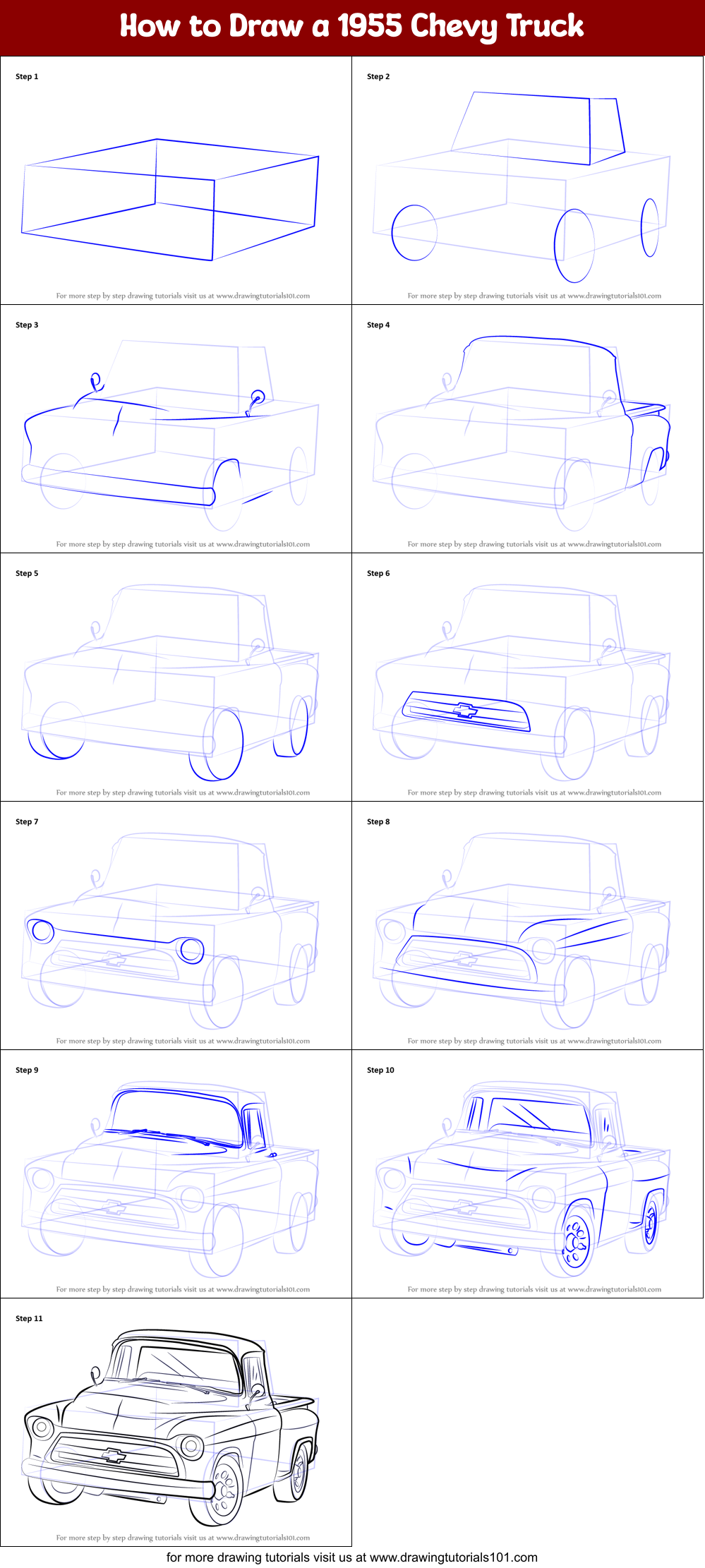 how to draw a chevy truck