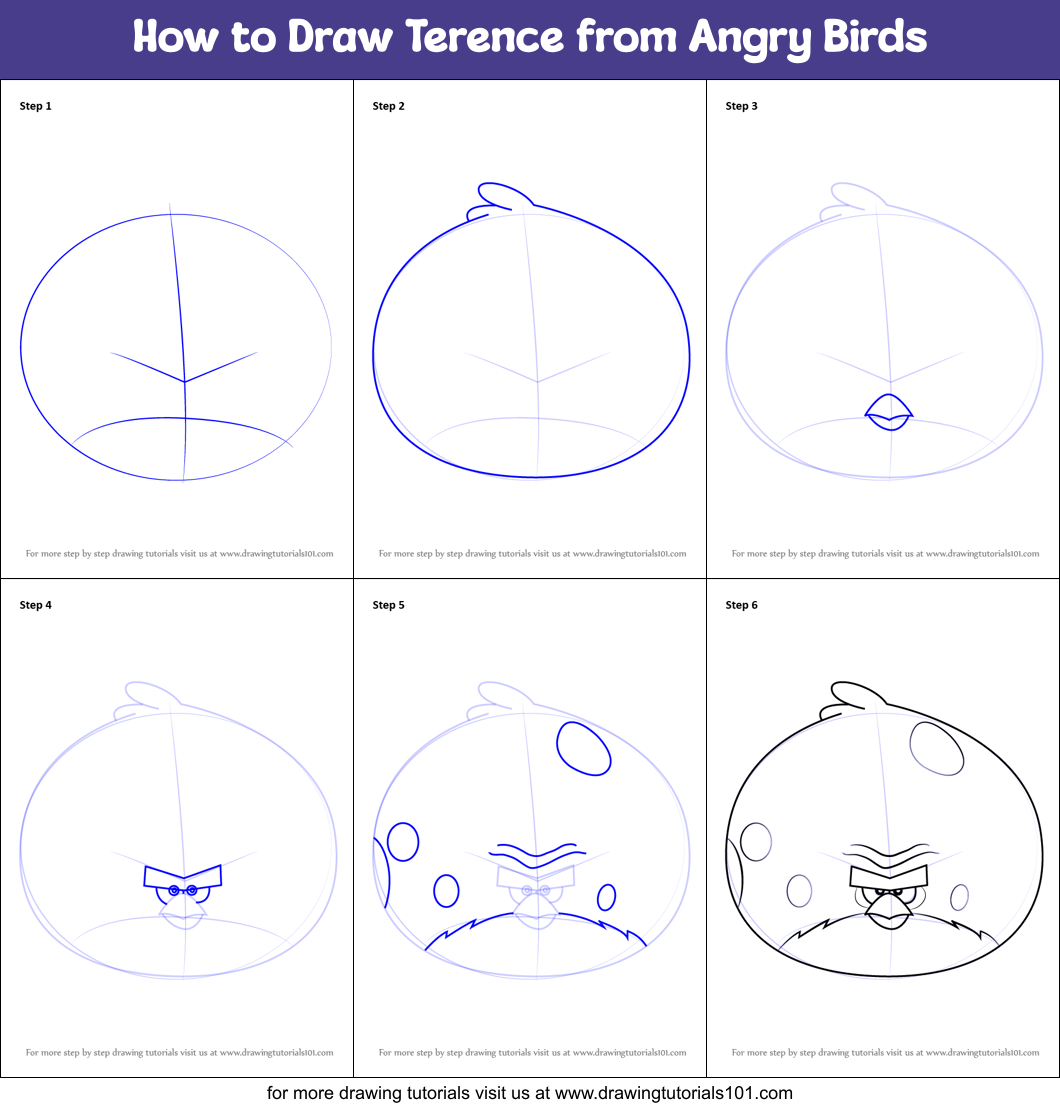 How To Draw Terence From Angry Birds Printable Step By Step Drawing Sheet Drawingtutorials101 Com - terence bird roblox