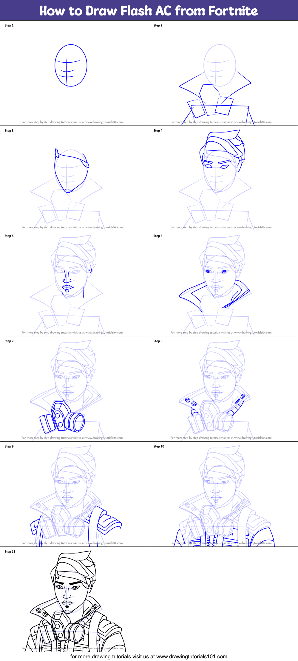 to Draw AC from Fortnite printable step by step : DrawingTutorials101.com
