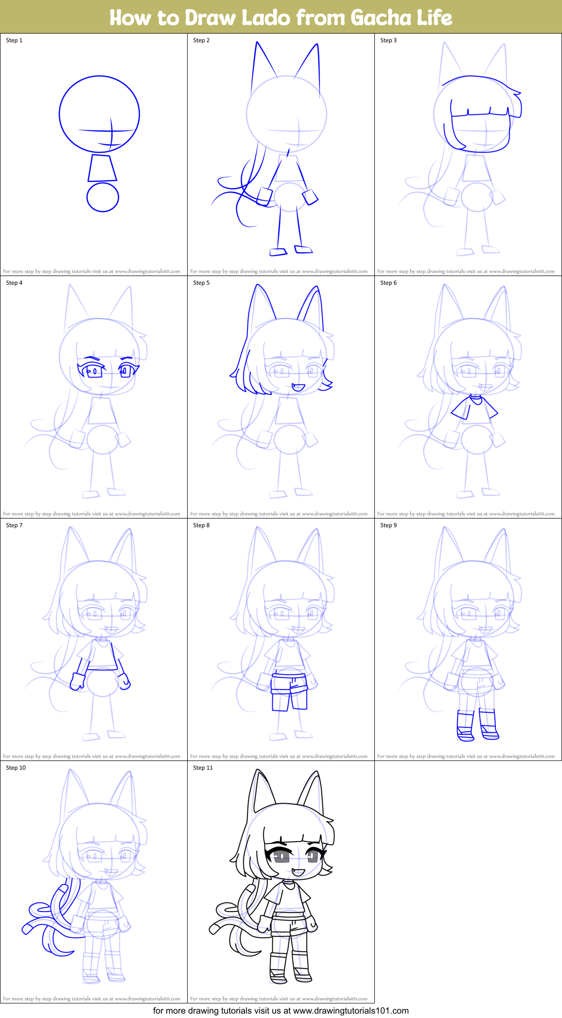 How To Draw Lado From Gacha Life Printable Step By Step Drawing Sheet Drawingtutorials101 Com