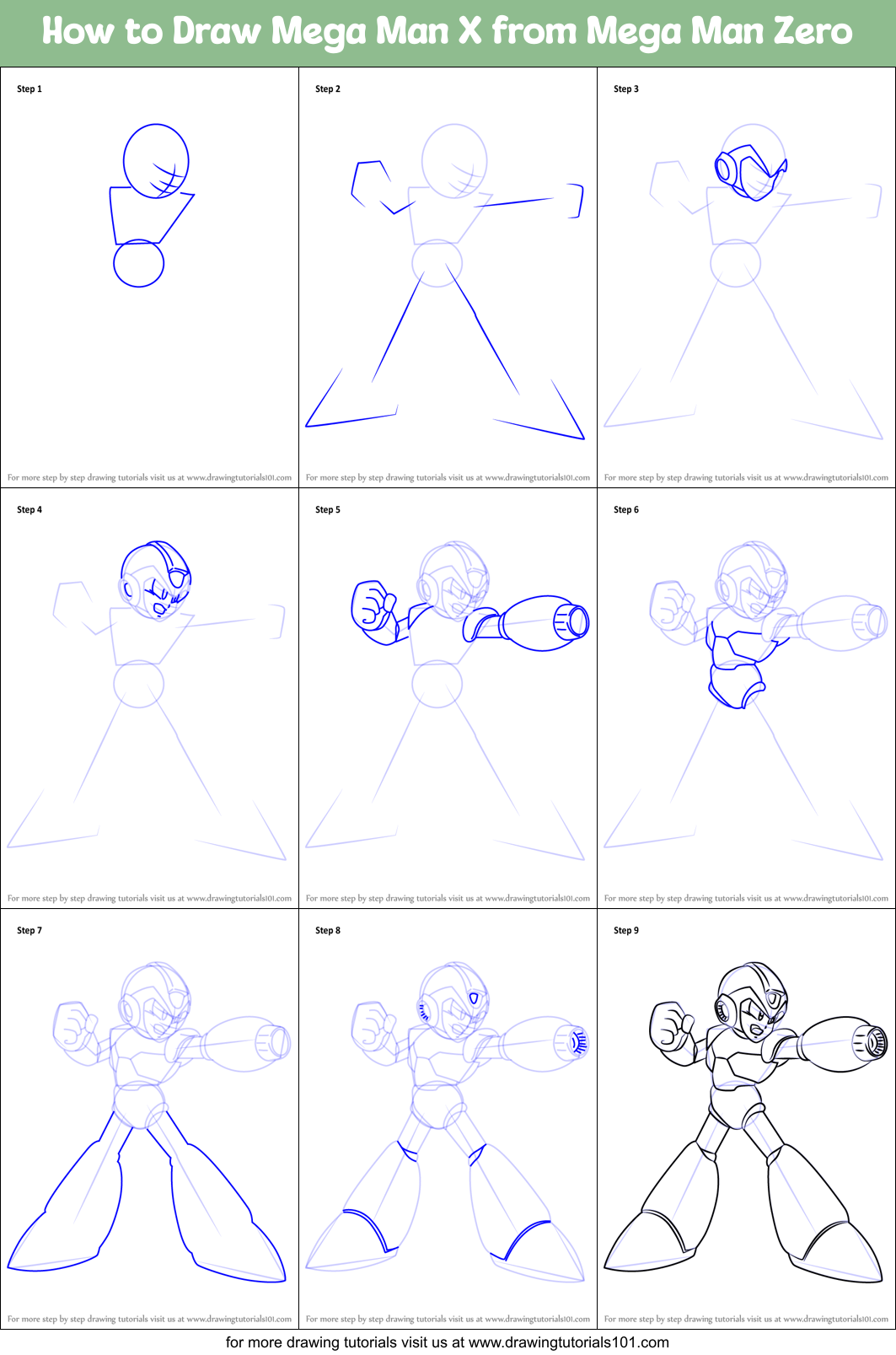 How To Draw Mega Man X From Mega Man Zero Printable Step By Step Drawing Sheet Drawingtutorials101 Com - mega man x roblox