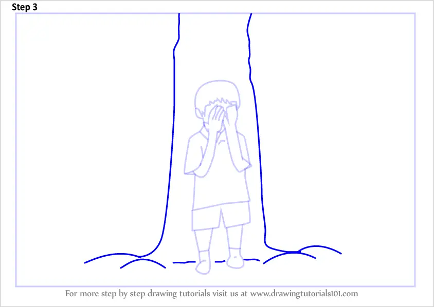 Learn How to Draw Kids Playing Hide and Seek Game (Scenes) Step by Step :  Drawing Tutorials